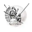 hephaestus god of the forge hanmering on an anvil tattoo design idea