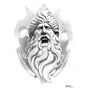 hephaestus god of the forge hanmering on an anvil tattoo design idea