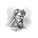 hephaestus god of the forge hanmering on an anvil tattoo design idea