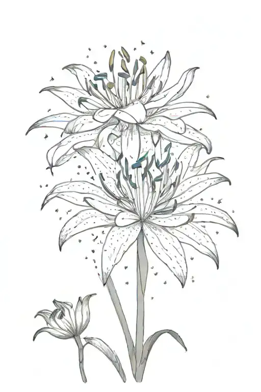 firework and Lily tattoo design idea