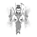 woman warrior  tattoo design idea