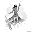 woman warrior  tattoo design idea