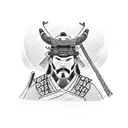 a samurai in front of a Japanese weather tattoo design idea