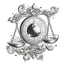 A celestial themed tattoo featuring a balance scale with moon and star accents tattoo design idea