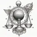 A celestial themed tattoo featuring a balance scale with moon and star accents tattoo design idea