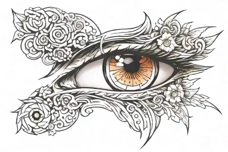 anime eyes in a japanese style rectangle tattoo design idea