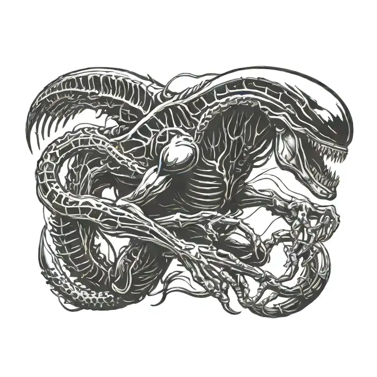 Alien Xenomorph Evolution tattoo design idea