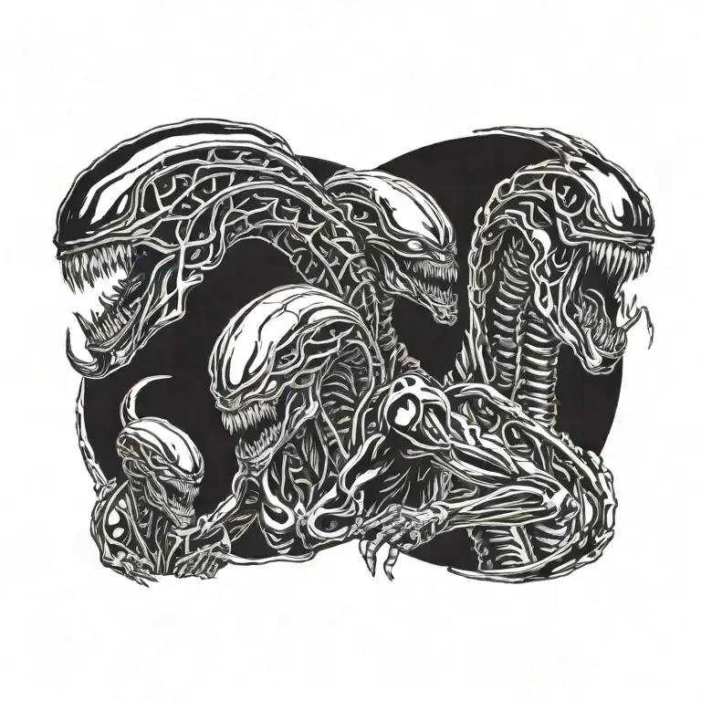 Alien Xenomorph Evolution tattoo design idea