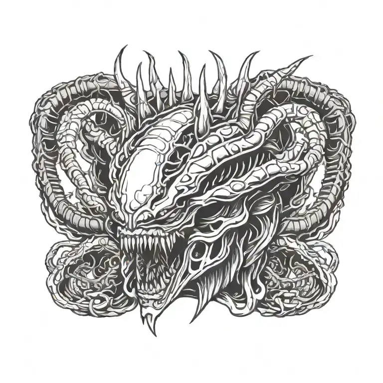 Alien Xenomorph queen crown tattoo design idea