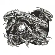 Alien Xenomorph Evolution tattoo design idea