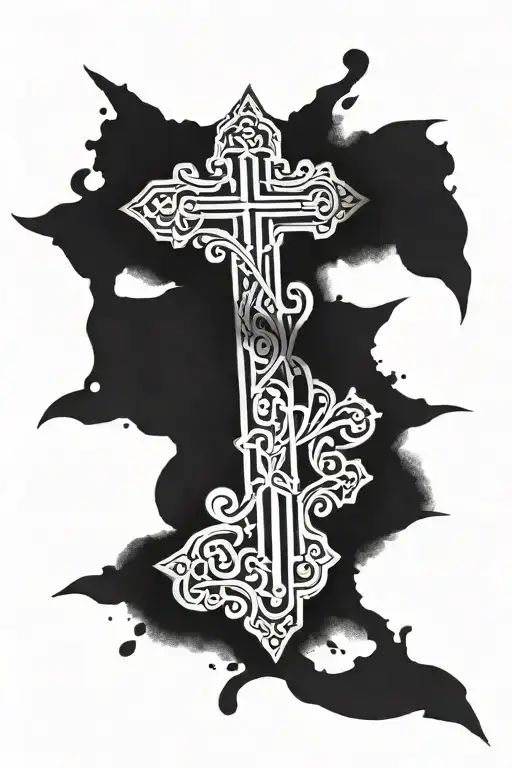 orthodox cross tattoo design idea