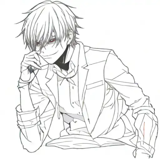 kaneki ken tokyo ghoul with one eye black stanting forward in full length with scorpion kagune tattoo design idea