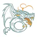 blue dragon breathing fire tattoo design idea