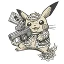 Pikachu holding a glock smoking a joint tattoo tattoo design idea