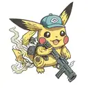 Pikachu holding a glock smoking a joint tattoo tattoo design idea