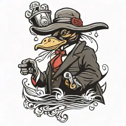 duck gangster tattoo design idea
