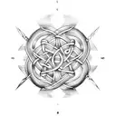 celtic eternity knot, nautical chart tattoo design idea