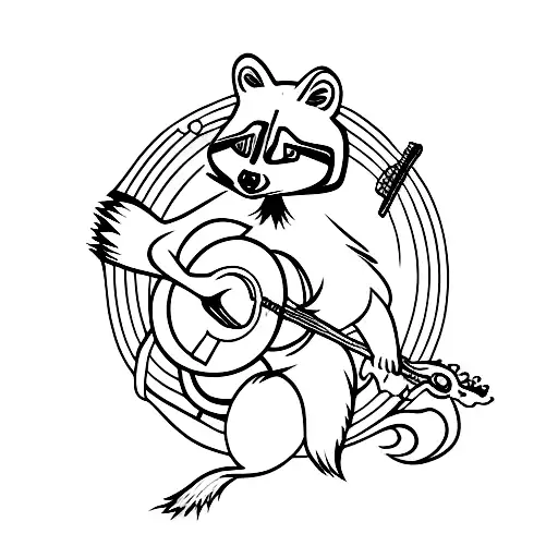 racoon playing banjo tattoo design idea