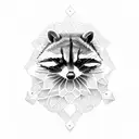 racoon playing banjo simple tattoo design idea