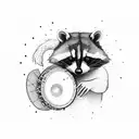 racoon playing banjo simple tattoo design idea