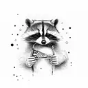 racoon playing banjo simple tattoo design idea