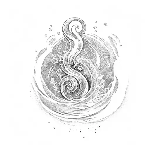Ocean Wave with the word surrender tattoo design idea