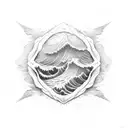 Ocean Wave with the word surrender tattoo design idea