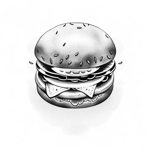 hamburger with wings tattoo design idea