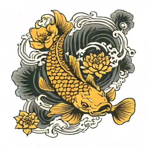 Koi fish transormation to dragon  tattoo design idea