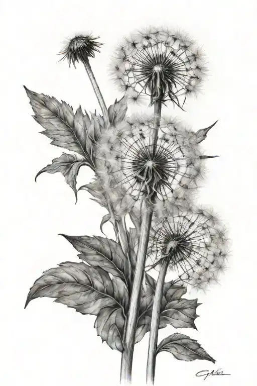 Timeline, 26.03.23, Dandelion tattoo design idea