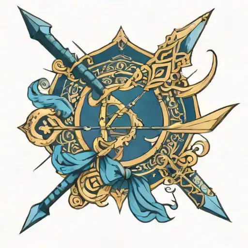 Islamic Blue Bow and Arrow tattoo design idea