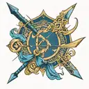Islamic Blue Bow and Arrow tattoo design idea