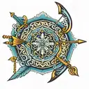 Islamic Blue Bow and Arrow tattoo design idea