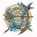 Islamic Blue Bow and Arrow tattoo design idea