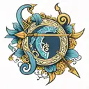 Islamic Blue Bow and Arrow tattoo design idea
