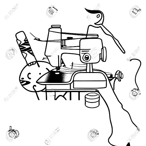 SEWING MACHINE KID PLAYING  tattoo design idea
