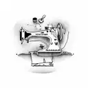 SEWING MACHINE WHIT KID PLAYING IN tattoo design idea