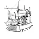 SEWING MACHINE WHIT KID PLAYING IN tattoo design idea