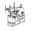 SEWING MACHINE WHIT KID PLAYING IN tattoo design idea