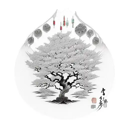 Japanese "Tree Of Life" Tattoo Idea BlackInk AI