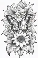mandala Lily sunflower butterfly tattoo design idea