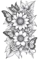 mandala Lily sunflower butterfly tattoo design idea