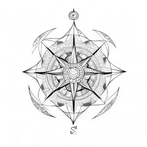 mandala compass tattoo design idea