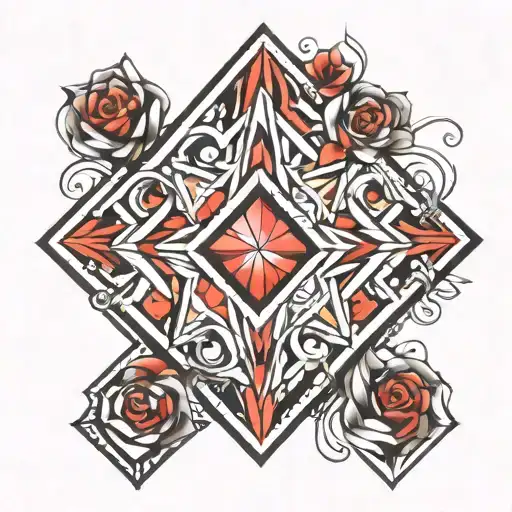 3d diamond shaped line outlining tattoo design idea