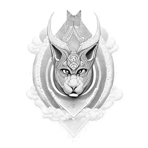 A fierce and powerful representation of Orixas in a blackwork style tattoo design idea