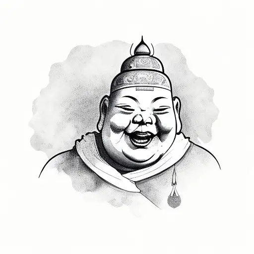 smiling fat buddha tattoo design idea