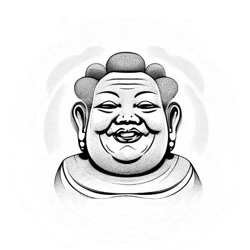 smiling fat buddha tattoo design idea