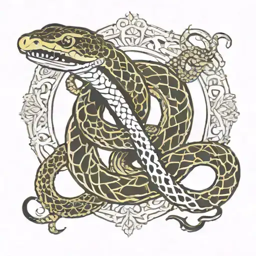 snake in infinity shape eating itself tattoo design idea