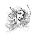 rapunzel com berimbau  tattoo design idea