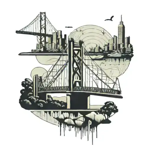 Australian landscape with sydney bridge tattoo design idea